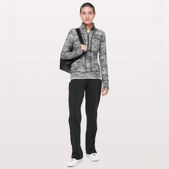 Lululemon Athletica Cypress Kiss 1/2‎ Zip Rush Jacquard Black White Size 8 Top - Picture 11 of 16